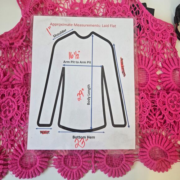 Fever Pink Crochet Lace Cover-Up Tunic Dress Size Small NWT - Picture 12 of 12